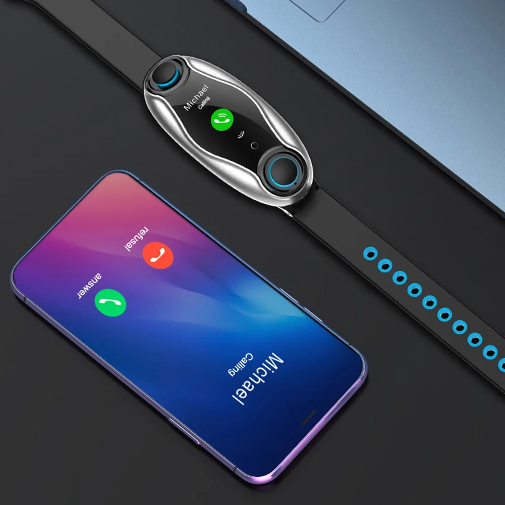 Беспроводные Bluetooth наушники с монитором сердечного ритма, стерео наушники-вкладыши, гарнитура, длительное время ожидания, спортивные часы, браслет для мужчин