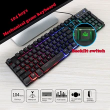 AK600 Waterproof Gaming Keyboard 104 Keycaps USB Wired RGB Backlit Mechanical Game Keyboards For PC Laptop Computer