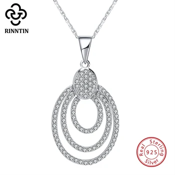 

Rinntin Bohemia Style Women Silver Necklace AAA Cubic Zircon Elegant Pendant Necklace S925 Silver Wedding Jewelry TSN67
