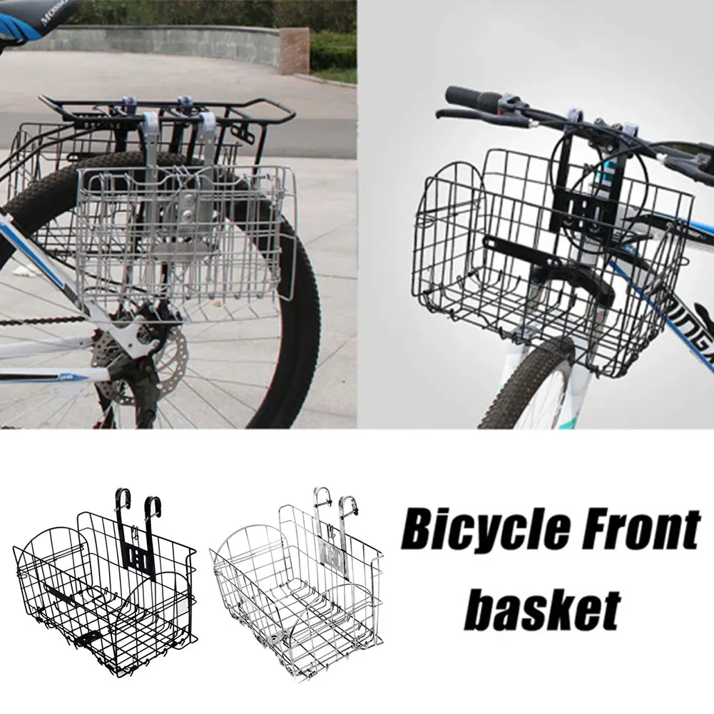 

Bicycle Accessories Wire Mesh Front Basket Fold-Up And Detachable Basket For Handlebar/Cargo Carrier Thickened Bike Front Basket