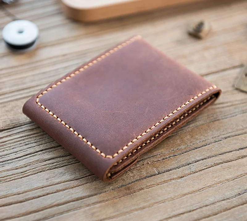 Wallet Card Holder Leather Wallet Vintag Handmade Crazy horse Genuine Leather Card Holder Men