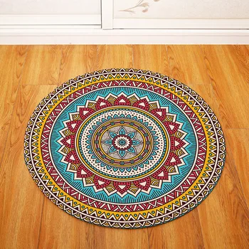 

Round Floor Mat Bohemian Style Carpet Non-slip Bedroom Living Room Sofa Foot Pad Coffee Table Round Floor Rug Balcony Pads