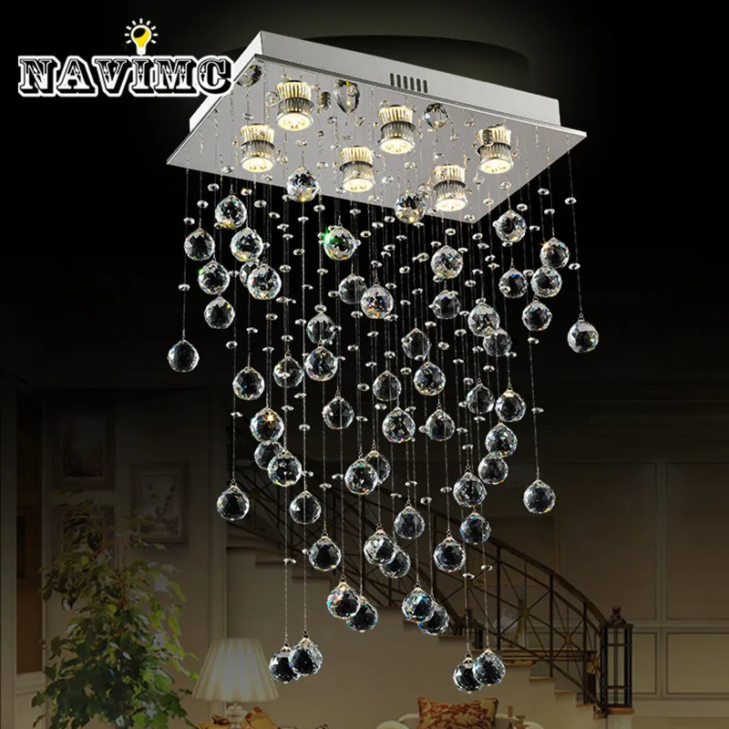

Modern Rectangular LED Lamp Living Room Crystal Light Bedroom Living Room Creative Restaurant Bar Chandelier