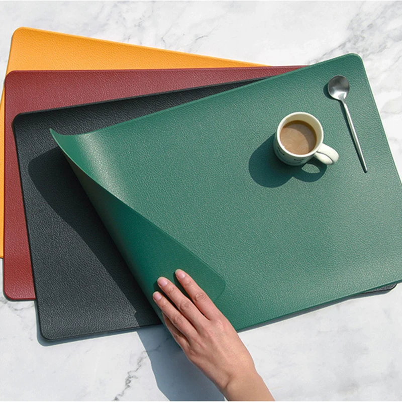PVC Leather Non-Slip Placemat Kitchen Table Mat Heat Insulation Drink Cup Coasters Hot Pad Waterproof Bowl Placemat Home Decor