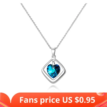 

Baffin Romantic Square Necklaces Heart Pendant Crystals from Swarovski-Elements For Women Gift Silver Color Chain Girls Jewelry
