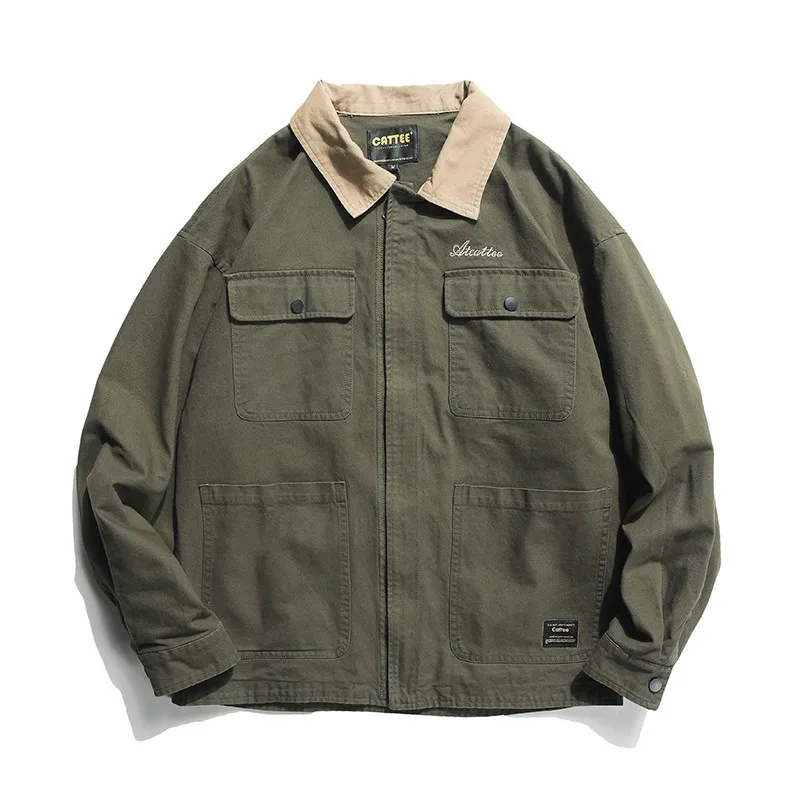 

Nanxia Qiaozhuang 19 Autumn New Style Coat Neckline Contrast Color Joint Stereo Multi-pockets Simple Tooling Jacket Men's