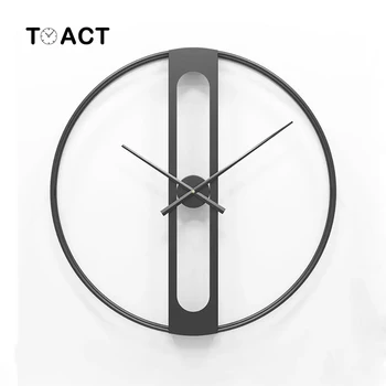 Relojes de Metal de estilo nórdico para pared reloj de cara redonda de hierro, grande, para jardín, decoración del hogar, de pared, diseño moderno