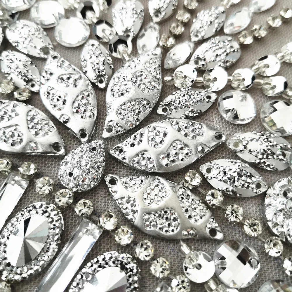 Серебряная Одежда Свадебные украшения пришить хрустальные стразы патчи аппликация патч для шитья костюмы танцевальные аксессуары Diy