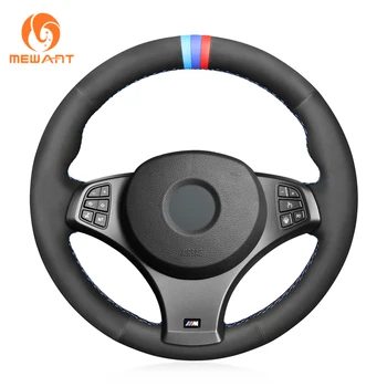 

MEWANT Black Genuine Leather Synthetic Suede Steering Wheel Cover for BMW X3 (M Sport) E83 2005 2006 2007 2008 2009-2010