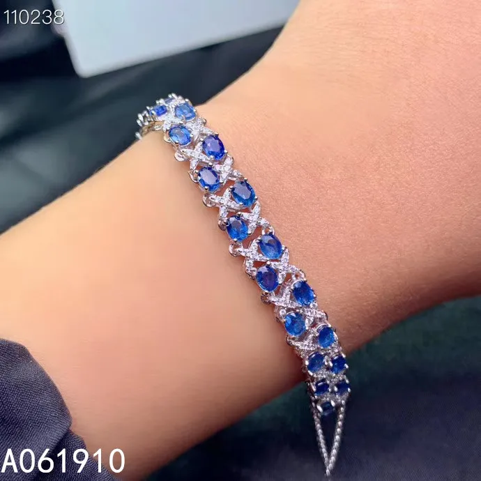 

KJJEAXCMY fine jewelry 925 sterling silver inlaid Natural sapphire trendy ladies Bracelet support detection fashion