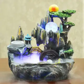 

Fountain Water Table Figurine Miniature Relaxing Soothing Feature Ornament Wealth Feng Shui Office Home Decor Crafts