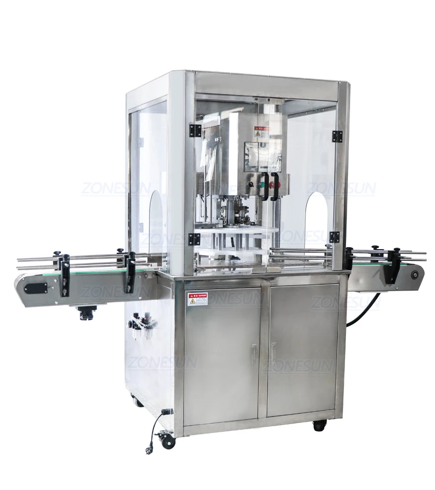 ZONEPACK ZS-CS380 Tin Aluminum Can Food Fruit Glasses Screw Plugging Tinplate Cover Automatic Capping Machines Sealing Packing Machines