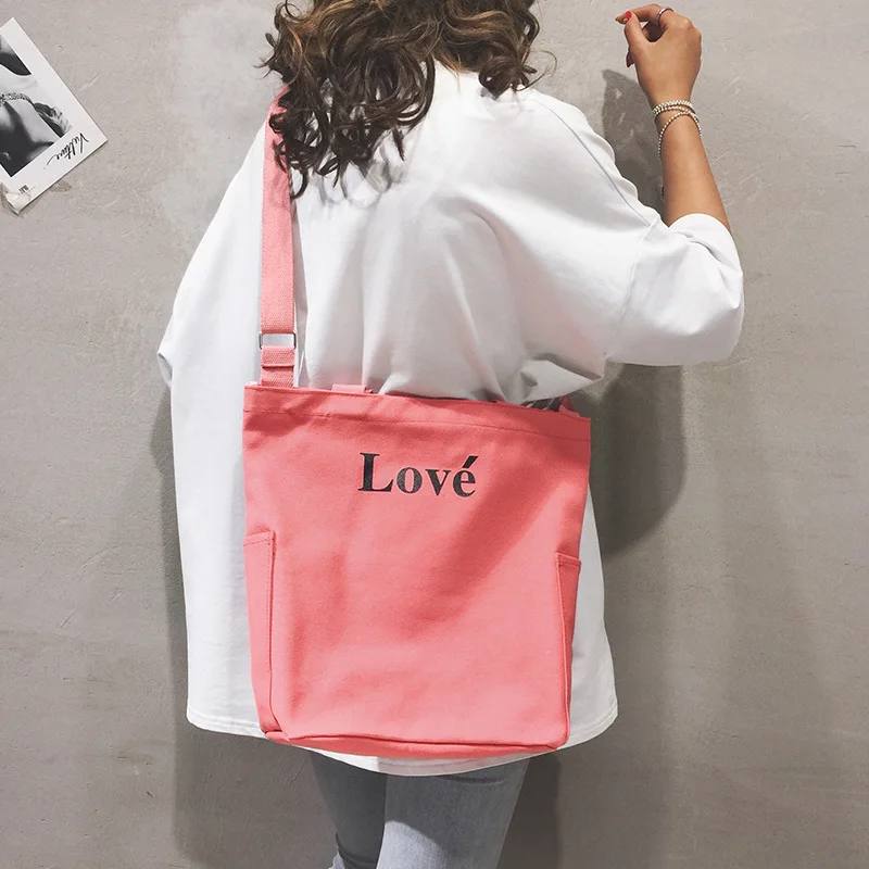 

Literature And Art Students Canvas Single-shoulder Bag for Women Japanese Korean Simple Large Capacity Handbag Shoulder Bag Soli