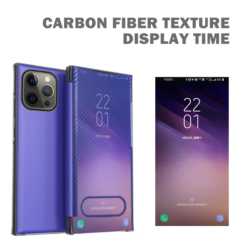 Умный флип-чехол из углеродного волокна для Samsung Galaxy S21 Plus S21Ultra S20 FE Ultra A51 A71 Note 8 9