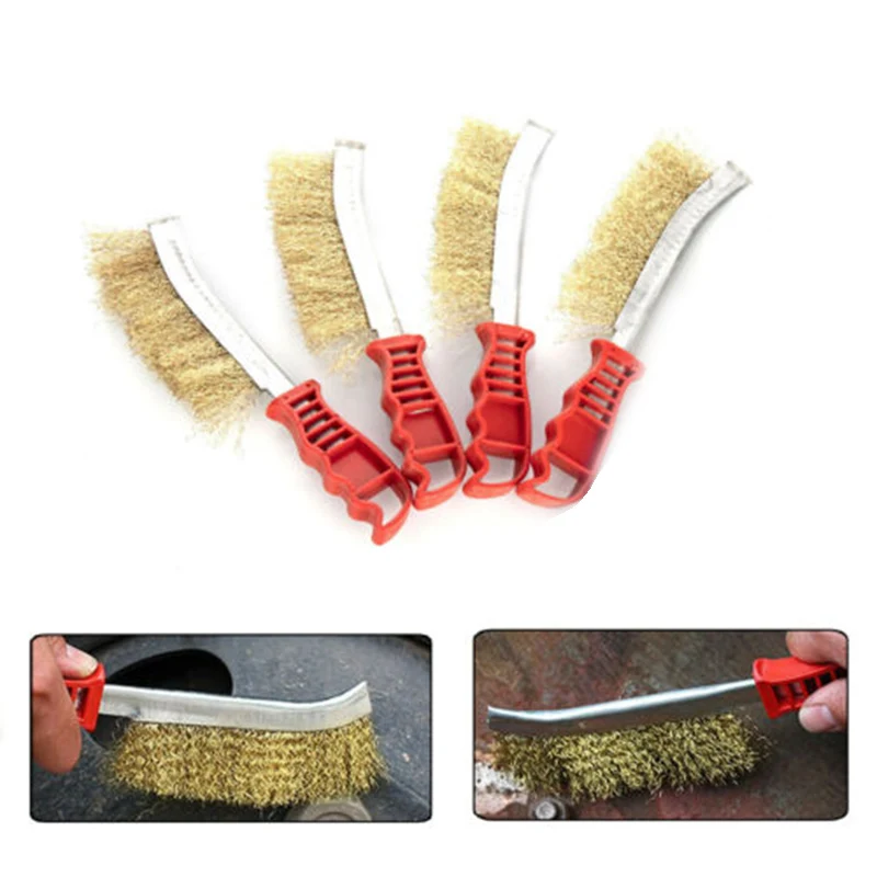 4 Pack Handheld Wire Brush Ergonomically Designed Rust Removal Remover Cleaning Hand Brushes Cleaner