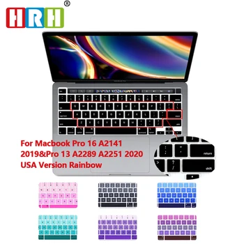 

HRH Gradual Rainbow Color Silicone English Keyboard Skin Cover For MacBook New Pro 16 2019 A2141 pro13 A2289 A2251(2020Release)