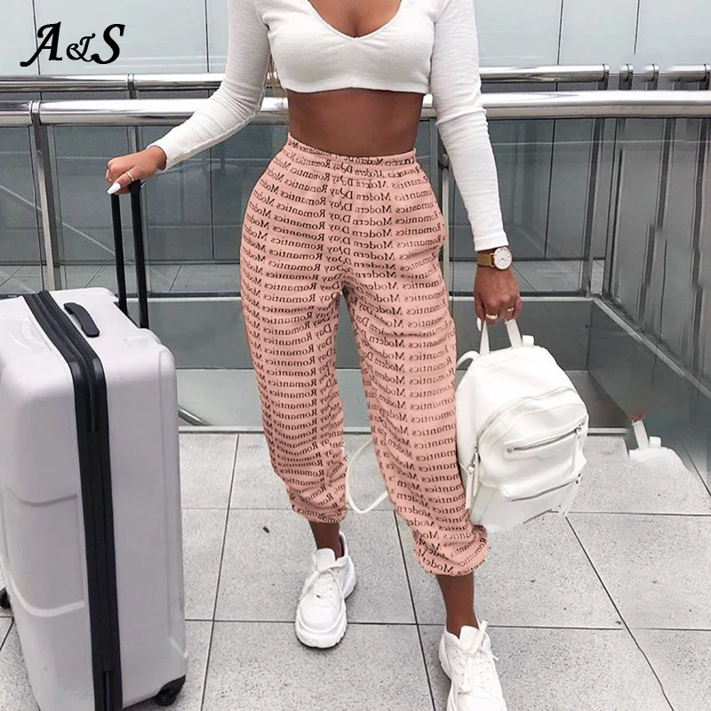 

Anbenser Letter Print Harem Pants High Waist Joggers Women Sweatpants Fashion Hip Hop Streetwear Hippie Trousers Plus Size S-3XL