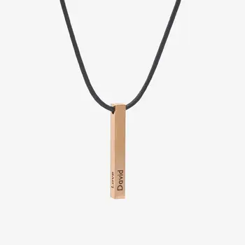 

Personalized 3D Bar Necklace 4 Sided Vertical Bar Necklace Custom Engraved Name Jewelry Sterling Silver Pendant Women/Men Gifts