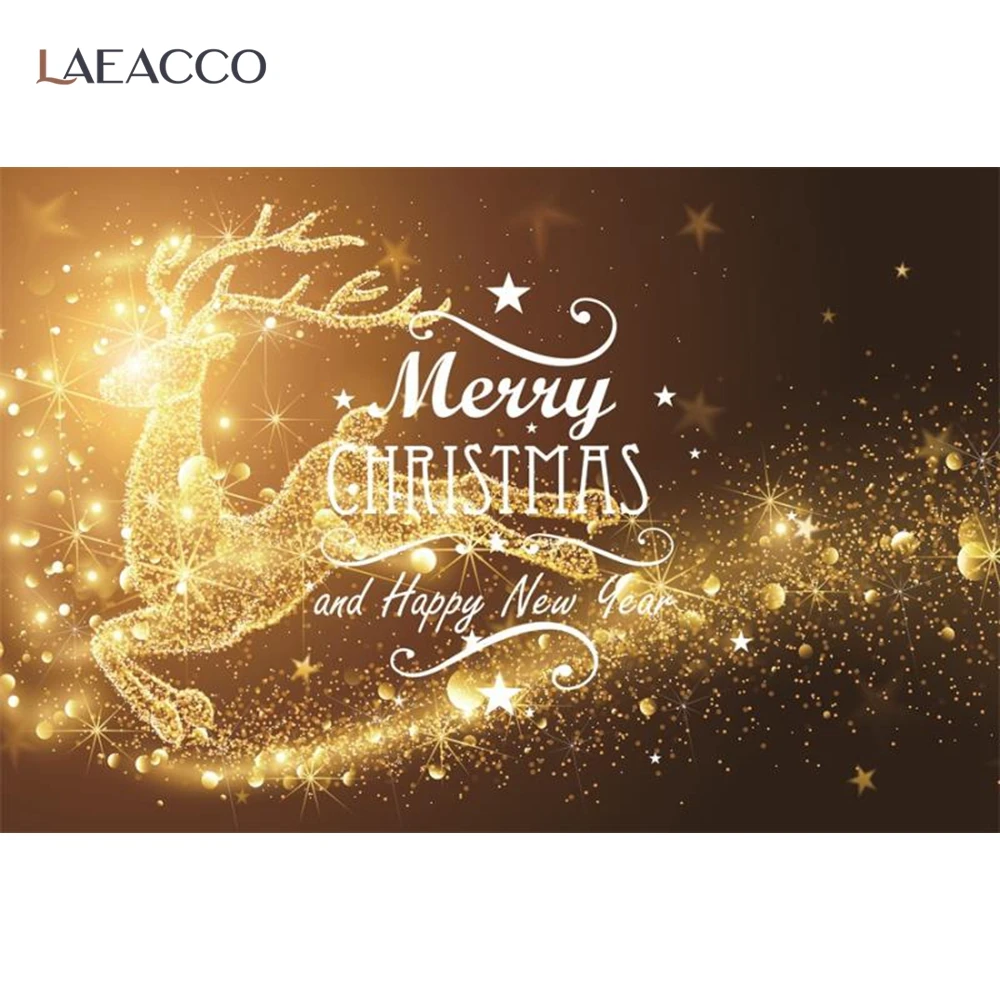 

Laeacco Golden Shiny Fantasy Deer Christmas Photography Backdrops Photozone Photocall Photography Background For Photo Studio