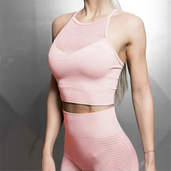 

Women Sports Bra Sexy Mesh Brathable Sports Top Push Up Female Gym Fitness Sports Underwear Female Seamless Running Yoga Bra