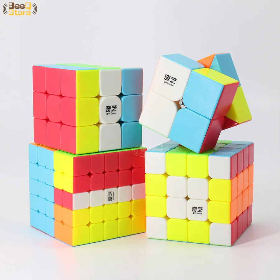 Qiyi 2x2 3x3 4x4 5x5 волшебный куб QiyuanS QizhengS скоростной головоломка WarriorW Qidi Black Stickerless 3 шт. 4