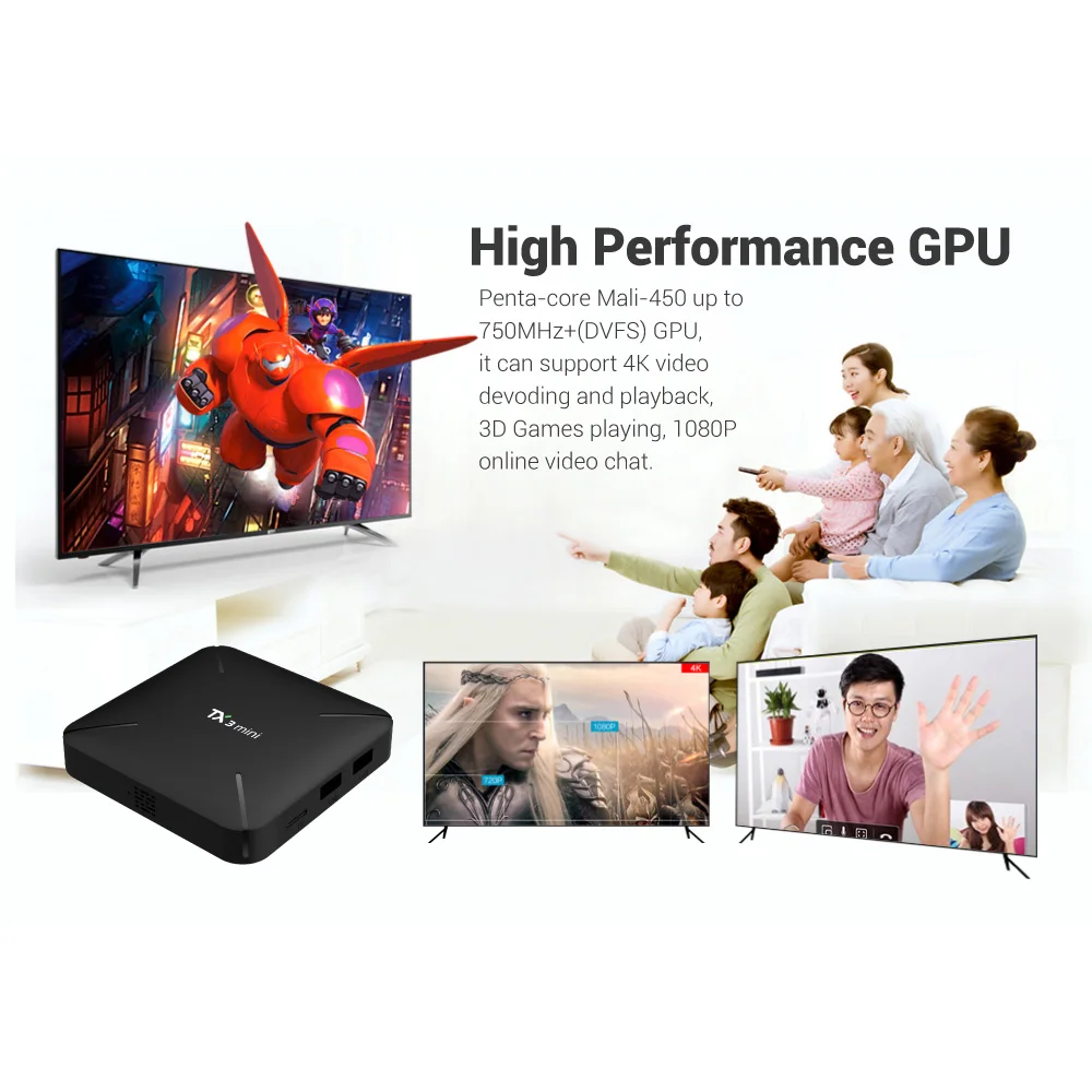 Новый TX3 мини ч ТВ Смарт приставка Android 7 1 4K S905W четырехъядерный Cortex-A53 Mali-450MP5 2 4G