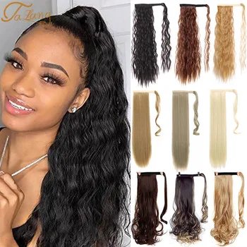 

TALANG 24” Corn silk Synthetic Ponytail Extensions Clip-in Pony Tail Natural Hair Extension Heat Resistant Hair Pieces