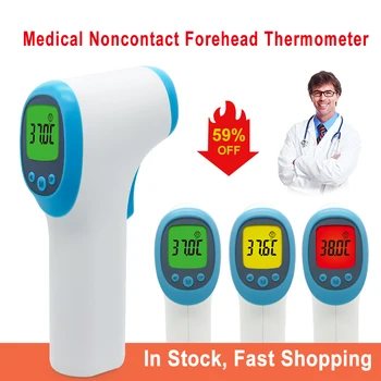 

32 Memories Medical Infrared Forehead Digital Thermometer Non-contact Digital Temperature Gun With Fever Indicator