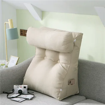 

Cotton Linen Bed Reading Pillow Large Big Sofa Bedside Rest Support Lumbar Back Pillow Relief Pain Backrest Cushion