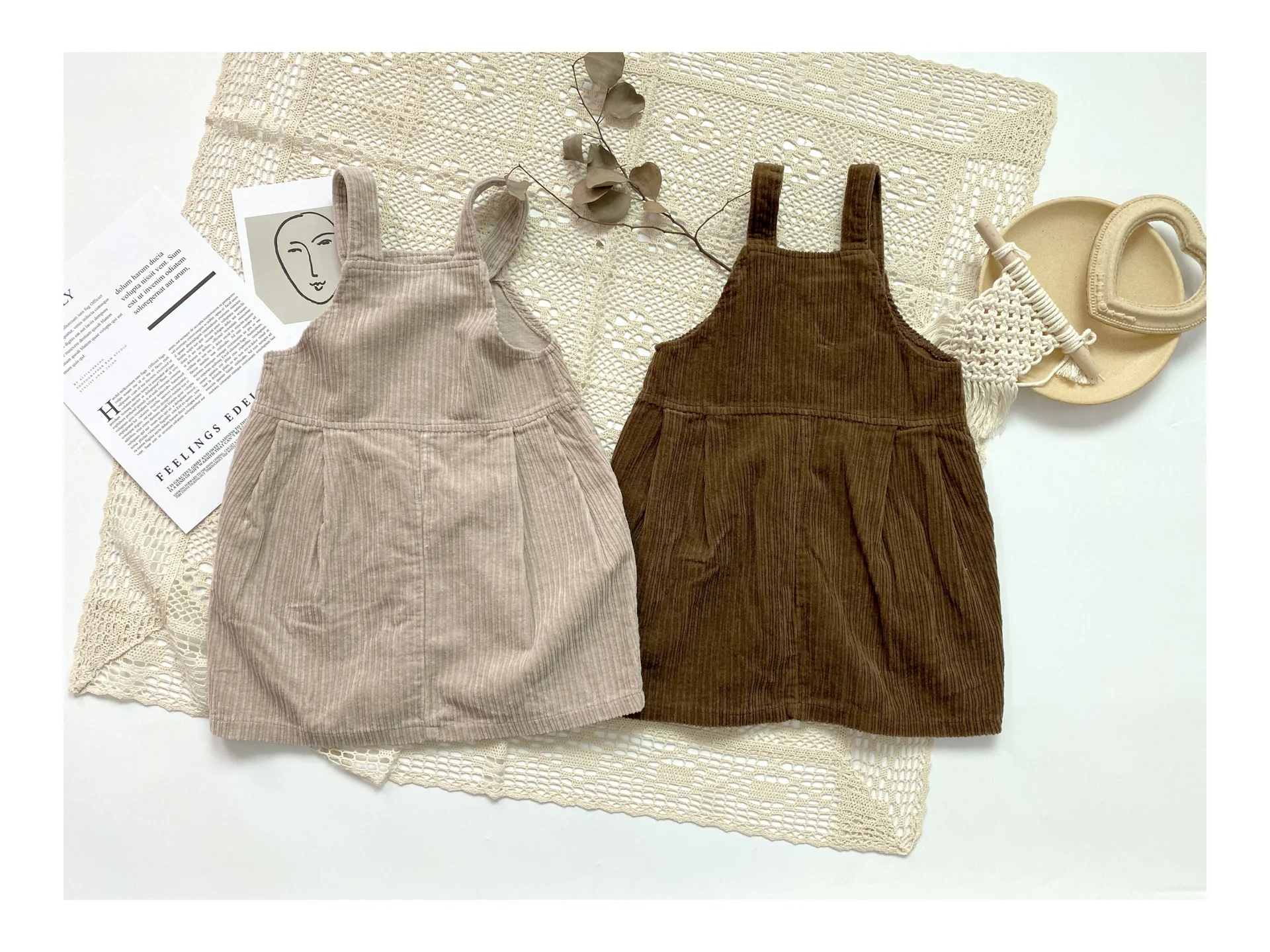 

2020 Toddler Girl Dresses Korean Kids Corduroy Dress Princess Kids Clothings