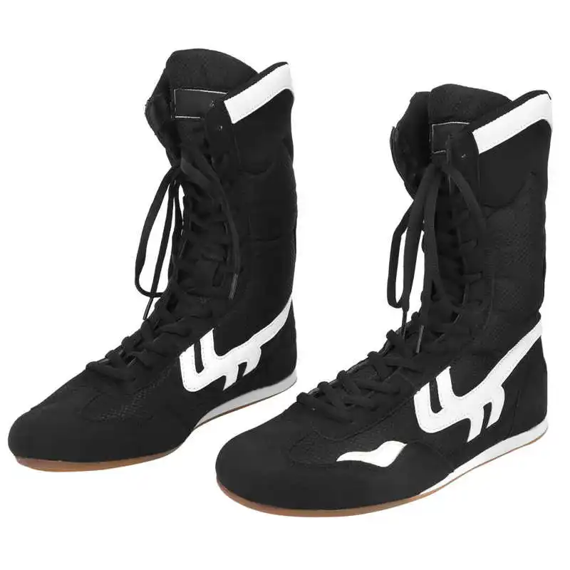 Professional Wrestling Shoes Non-Slip Imitation Tendon Sole Boxing Shoes High-top Ankle Martial Arts Taekwondo