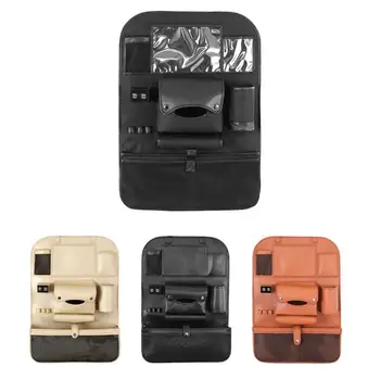 

Practical Car Seat Back Organizer 4 USB Charge Leather Storage Bag Pocket Holder Vehicle Receives Leather Seat Bags Rechargeable
