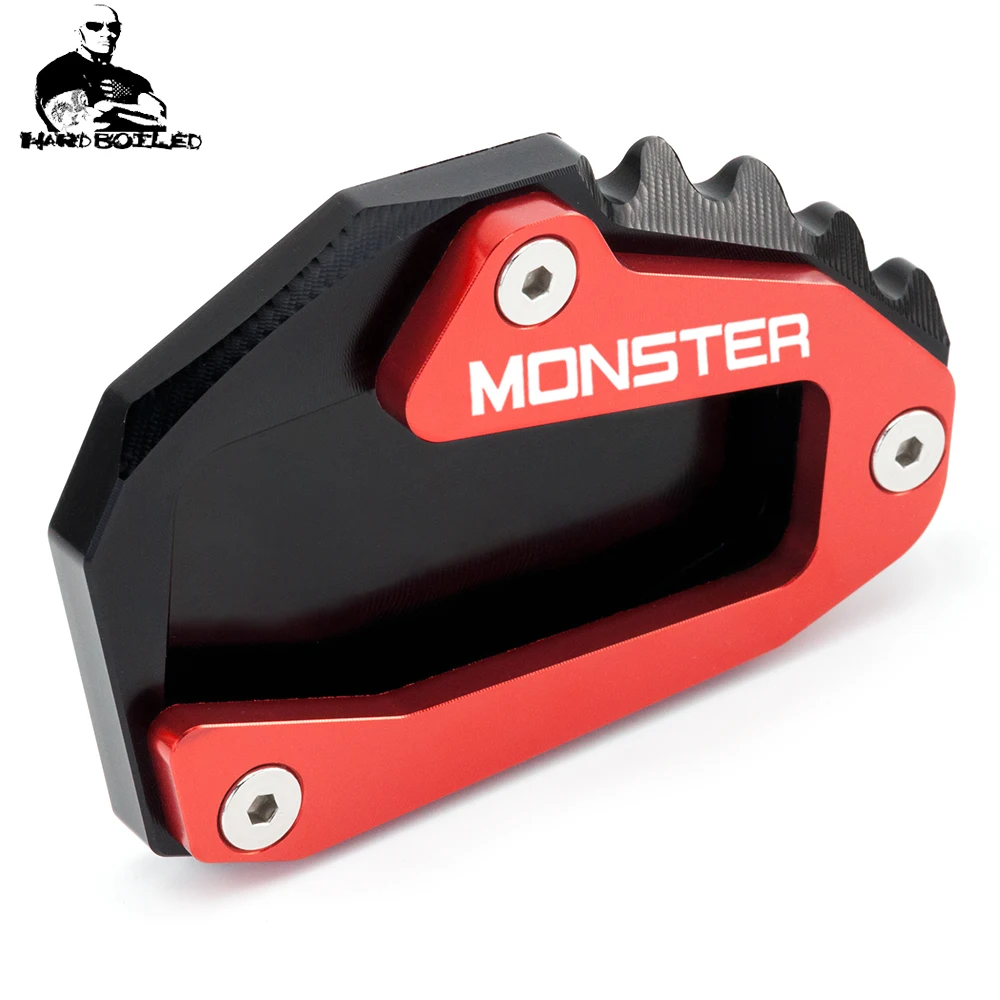 Motorcycle CNC Kickstand Foot Side Stand Extension Support Plate Pad with logo For Ducati MONSTER 1200 1200S 821 2014-2019 2018 (14)