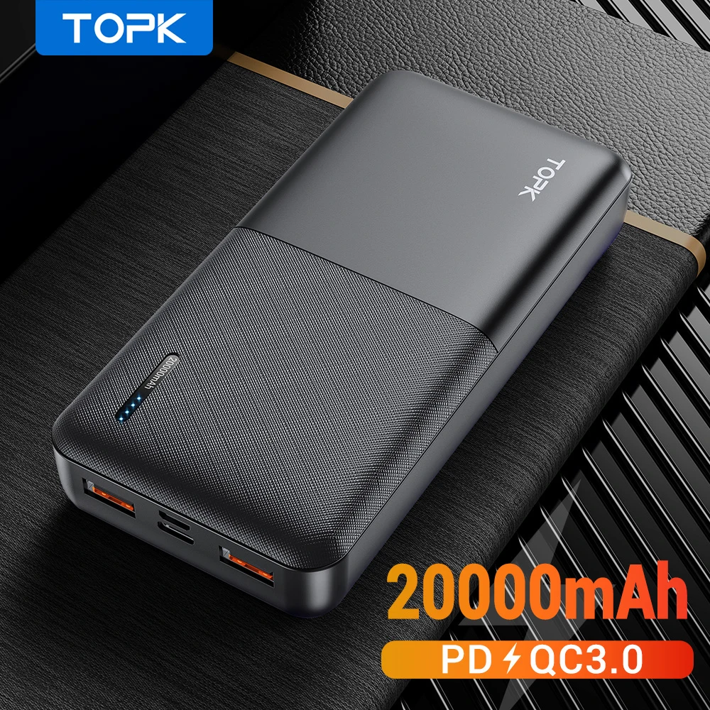 TOPK Power Bank 20000mAh Portable Charger USB Type C PD 3.0 Quick Charge 3.0 Fast Charging Powerbank