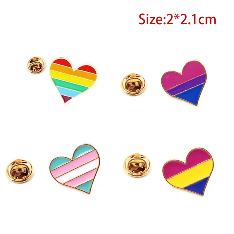 Rainbow Heart Shaped Pride Badge Symbol Pin Metal Badges Decorative Brooch Pins for Clothes Brooch Jewelry