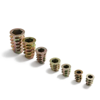 

New 100PCS Inner & Outdoor Nuts Alloy Furniture Socket Tip Cap Screw Sockets Thread Insert Tool Kit Wooden Furniture