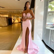 

RANMO Gold/Pink/Red/White Mermaid Prom Dresses Sweetheart Corset 3D Flowers Slit Evening Gown Sexy Long Formal Party Dress
