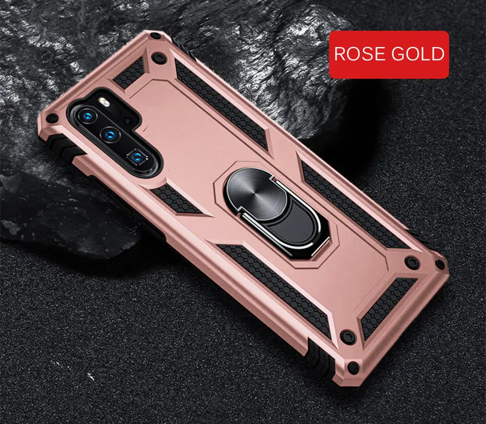 Роскошный защитный металлический чехол Magentic для huawei P30 Honor 10 Lite mate 20X Lite 30 Pro Y7 P Smart противоударный кольцевой чехол для телефона - Цвет: Rose gold