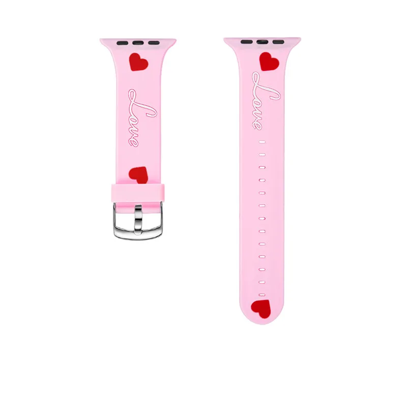 pink 1 3D мультяшный мягкий силиконовый ремешок для apple watch band 5 4 3 2 1 42 мм 44 мм 44 мм 40 мм браслет для iWatch Sports Edition - Цвет ремешка: pink 1