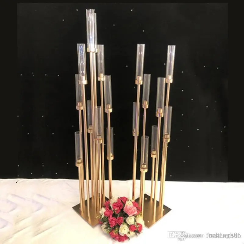 8 Heads Metal Candelabra Candle Holders Acrylic Wedding Table Centerpieces Flower Stand Candle Holder Candelabrum hanukkah