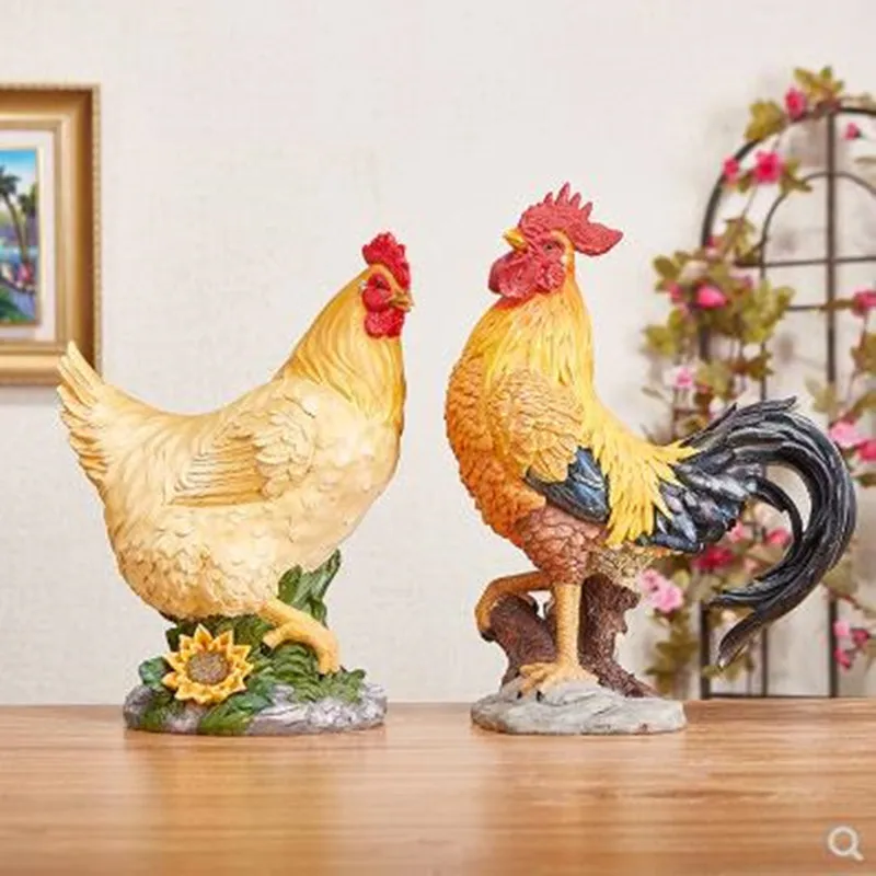 Полимерная поделка петуха Декоративная скульптура животного курица украшения