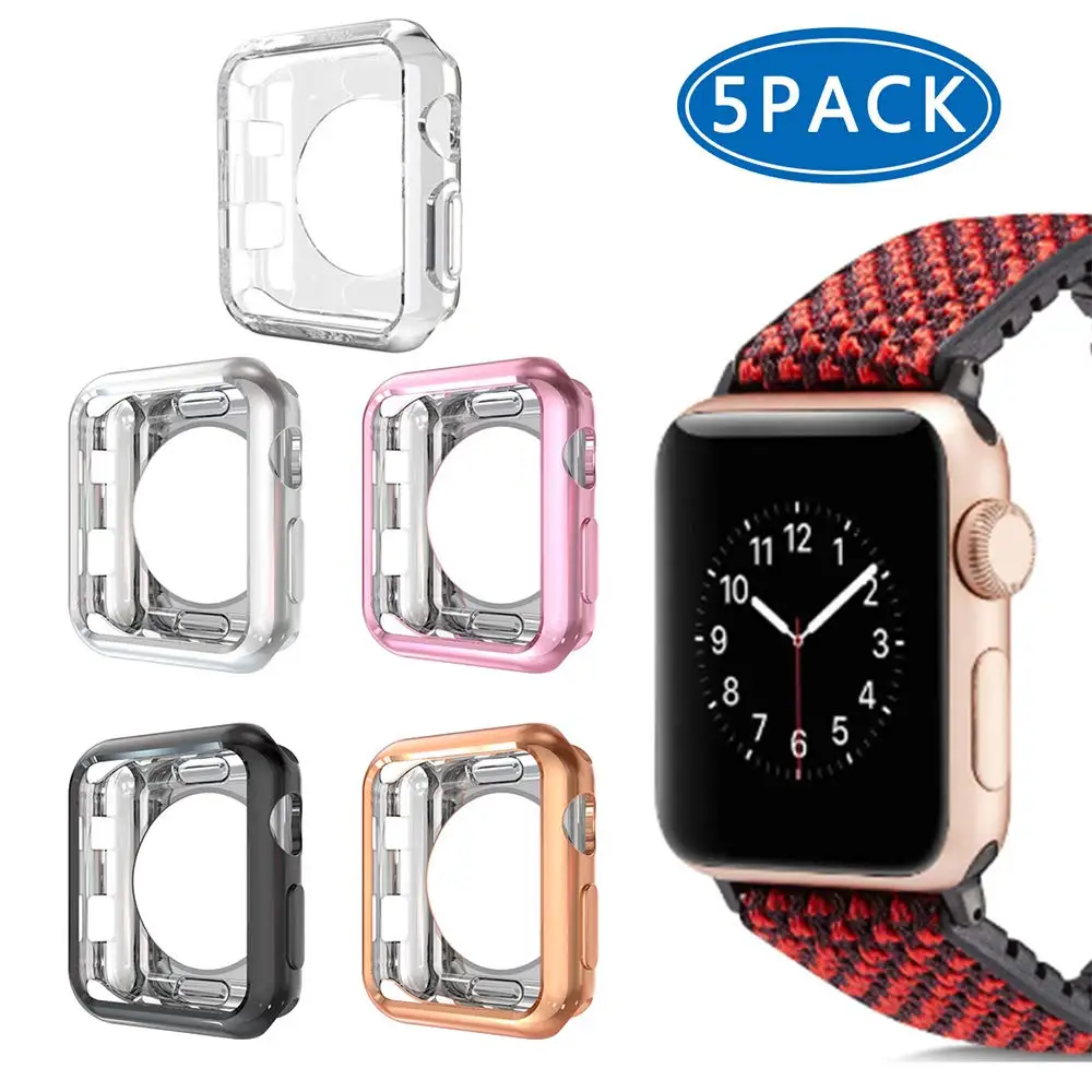 

KeBitt Watch Cover Case for Apple Watch Case 44mm 42mm 38mm 40mm, 5 Pack Slim Soft TPU Protector for iWatch 5 4 3 2 1