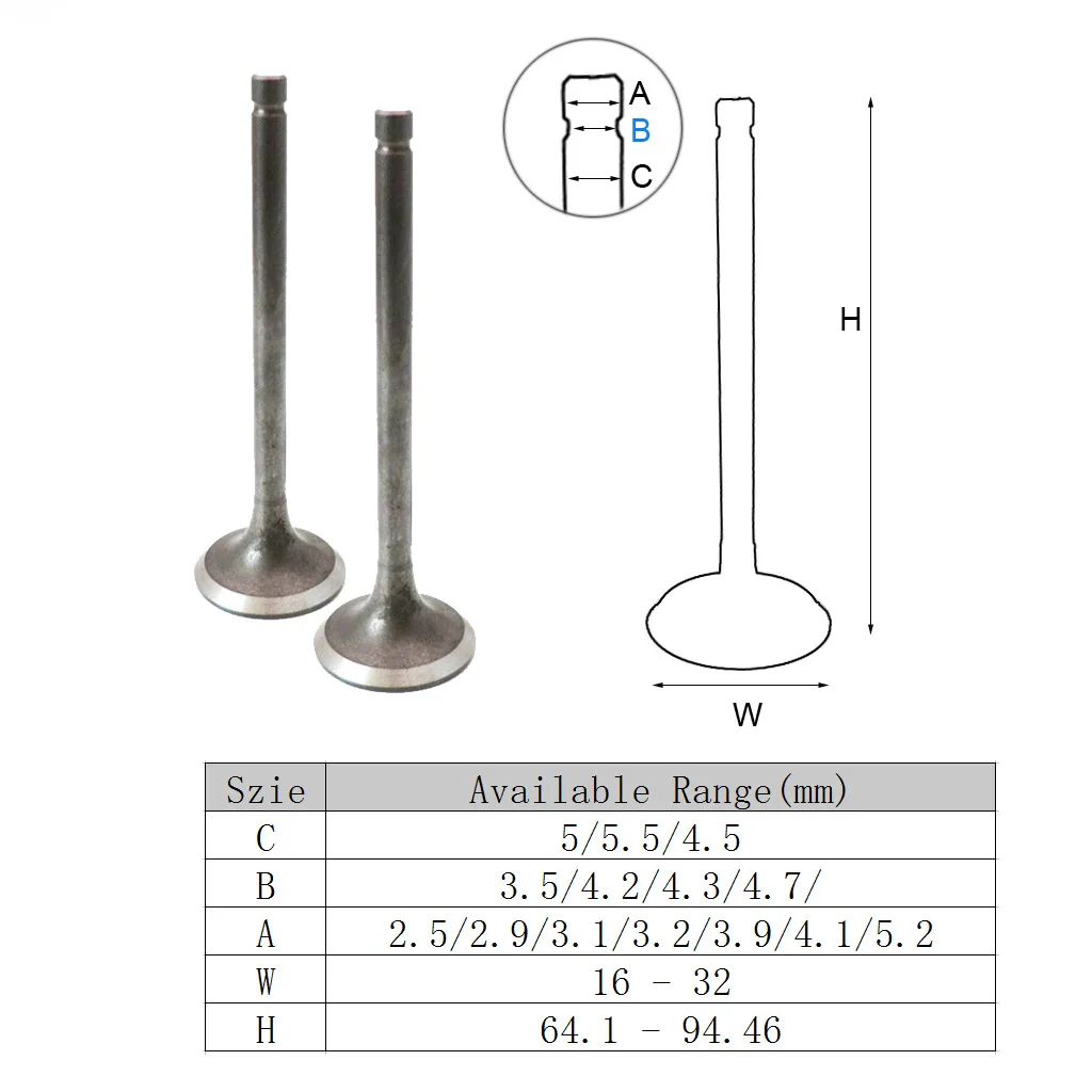 2pcs/set Motorcycle Cylinder Valve Intake Exhaust Valve for GY6 CG WH CB CH JY 50cc 80cc 100cc