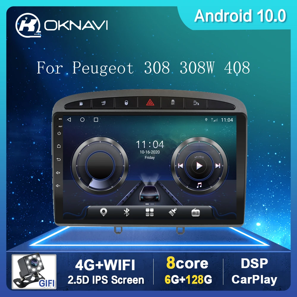 

Android 10.0 Car Multimedia Player Auto Radio For Peugeot 308 308W 408 2010-2016 GPS WIFI Stereo Bluetooth No 2 DVD Accessories
