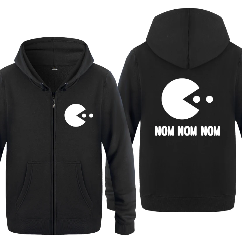 Pac Man Inspired Nom Games Geeky забавные толстовки мужские мужские флисовые кардиганы на молнии толстовки с капюшоном