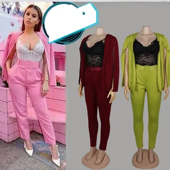 

Elegant Office Party African Women's Set Tracksuit Cloak Cape Sleeve Blazer Pencil Pant Suit 2 Piece Set Outfits Matching Sets