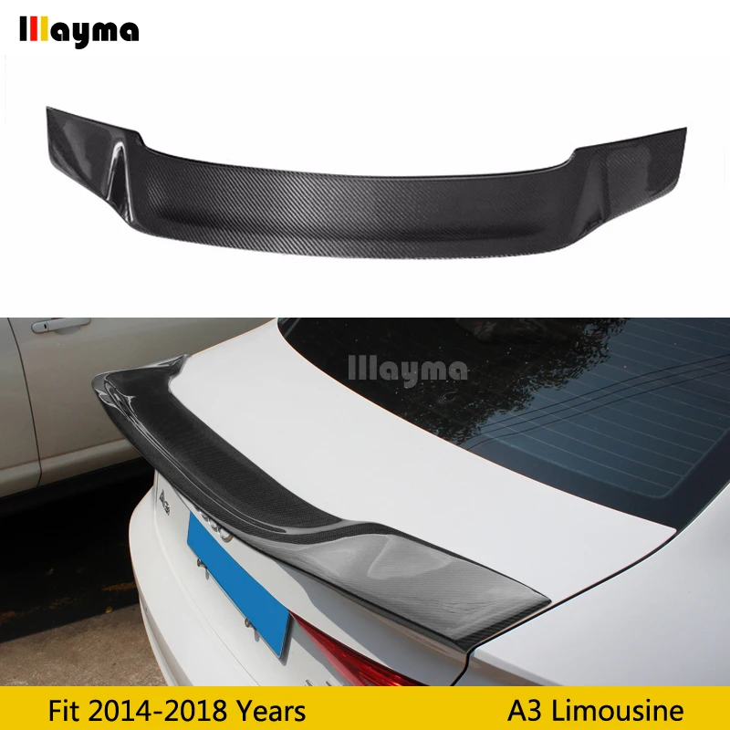 R Style Carbon Fiber rear trunk spoiler For Audi A3 8V sedan 4Door