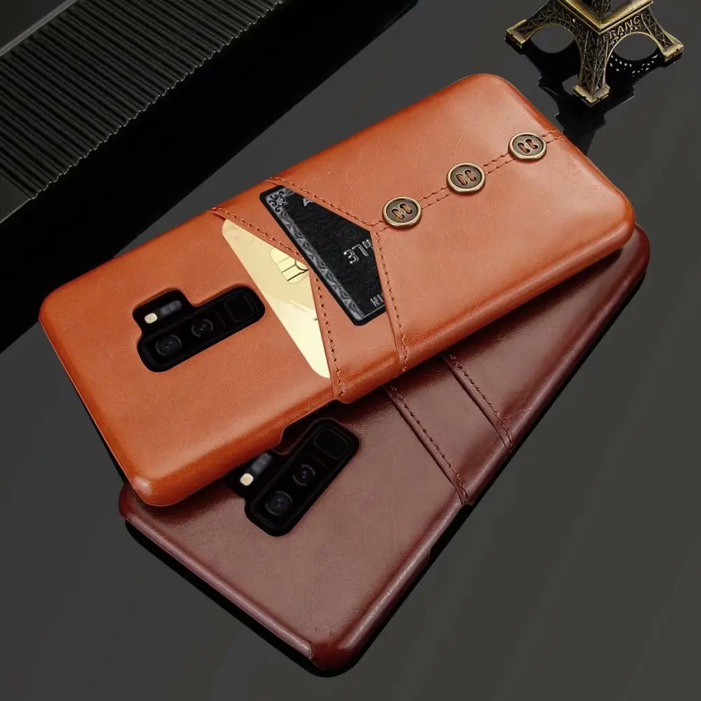 

Leather Shockproof Case For Samsung Galaxy S10 Plus S10 S10E Note 9 Cover Soft Edge Case Solid Color Hard PC Cover Case