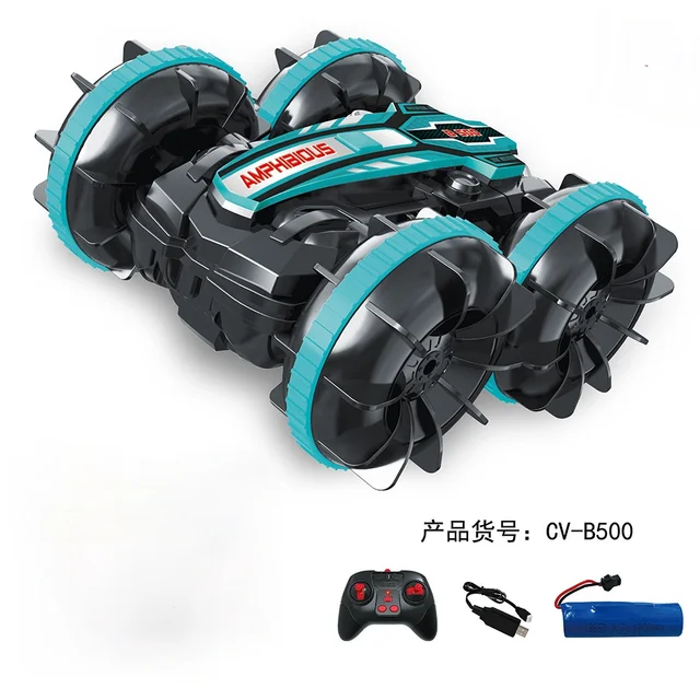 Stunt RC Car 1200mAh 4wd Water & Land 2in1 Remote Control Car 2.4G Double Side Flip Amphibious RC Drift Car Toys For Kid