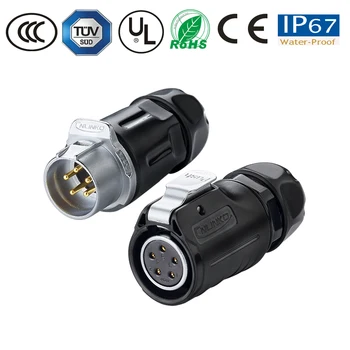 

IP67 M20 5pin waterproof connector pastic+metal male plug female plug monitor/TV power cable wire connector